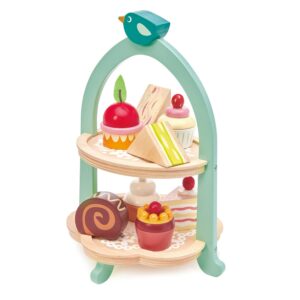Birdie Cake Stand - Wooden Play Food - Tender Leaf Toys