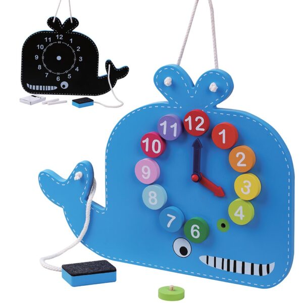 Whale Toy Clock and Blackboard for Children - Jumini