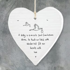 Porcelain Hanging Heart Decoration - Baby gifts