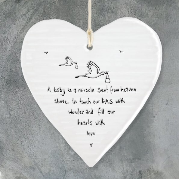 Porcelain Hanging Heart Decoration - Baby gifts