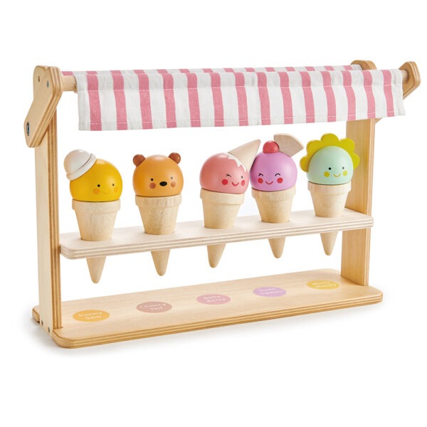 Ice Cream Play Food - Wooden Ice Cream Stand - Tender Leaf Toys