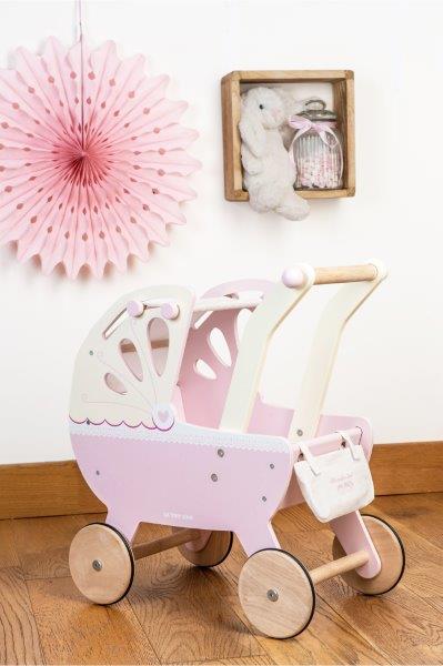 Pink Wooden Vintage Toy Pram - Le Toy Van