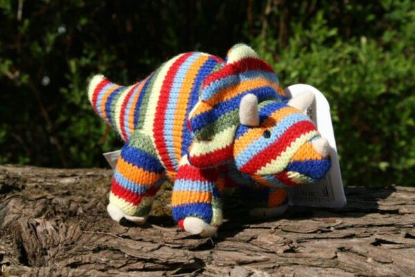 Striped Triceratops Knitted Rattle - Best Years