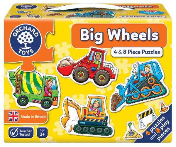 Big Wheels 4 and 8 Piece Puzzle for Children - Orchard Toys