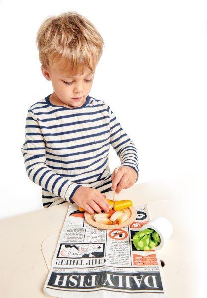 Fish and Chips Play Food - Pretend Wooden Food - Tender Leaf Toys