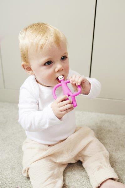 Monkey Teething Toy for Babies - Pink