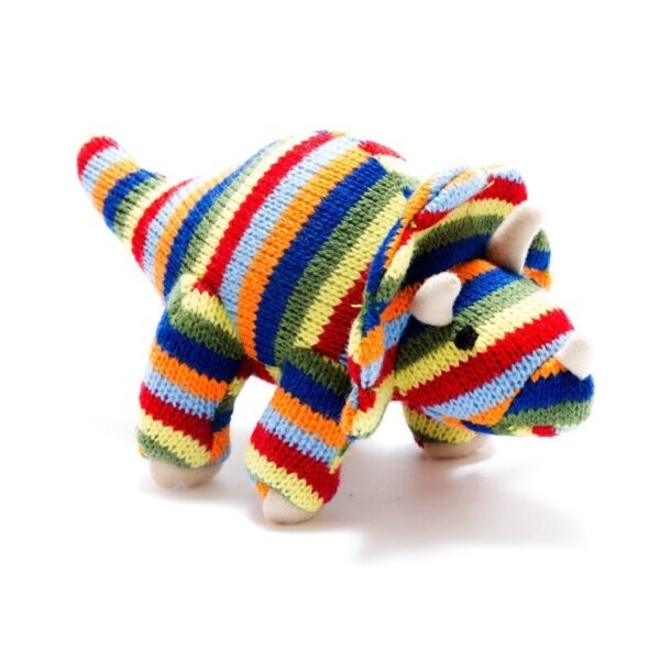 Striped Knitted Triceratops Rattle for Babies - Best Years Rattles