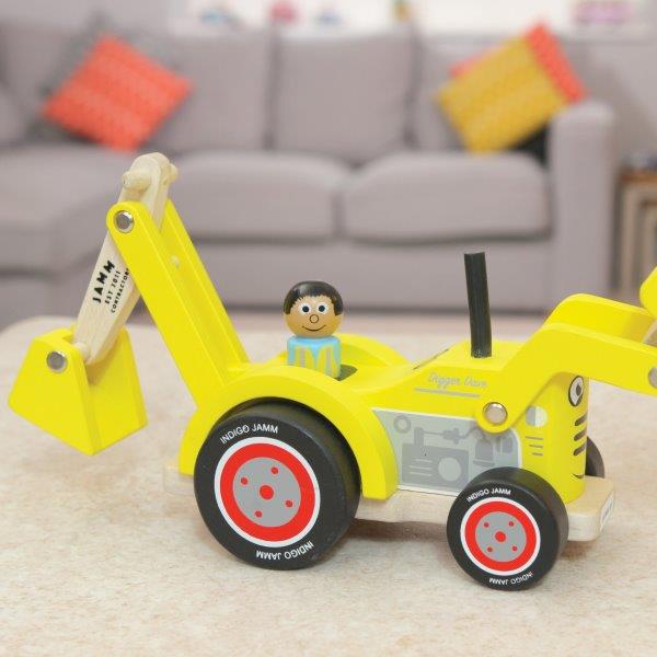 Digger Dave - Wooden Toy Digger - Indigo Jamm Toy Diggers for Children