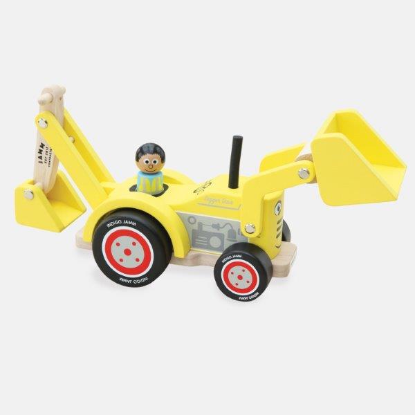 Digger Dave - Wooden Toy Digger - Indigo Jamm Toy Diggers for Children