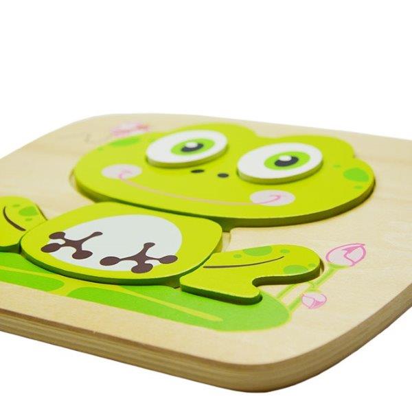 Frog Raised Puzzle for Toddlers - Toddler Toys - First Wooden Puzzle - Jumini Toys