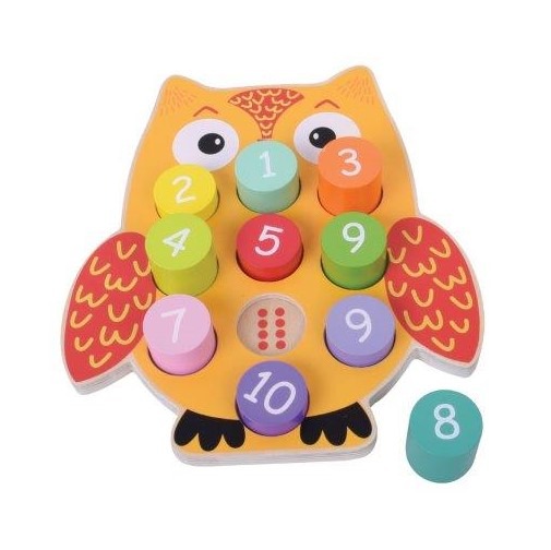 Owl Number Blocks Puzzle - Jumini Wooden Owl Puzzle with Number Blocks for Toddlers