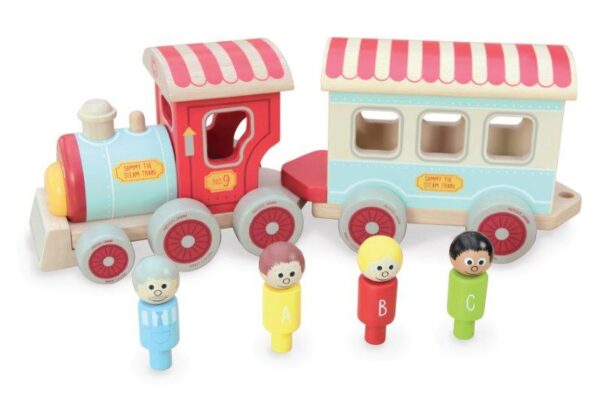 Sammy Steam Train - Indigo Jamm Wooden Toy Steam Train for Children - Traditional Toy Steam Train