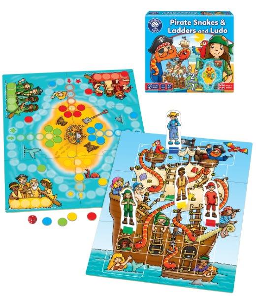 Pirate Themed Snakes & Ladders and Ludo - Family Board Games - Orchard Toys