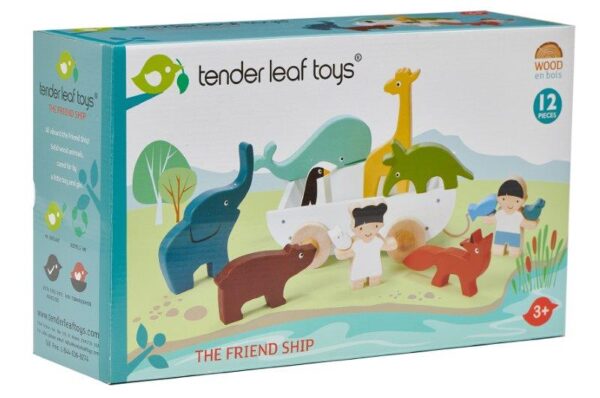 Toy Pull Along Boat with Animals - Wooden Toys for Children - Tender Leaf Toys