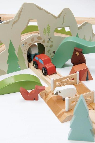 Toy Train Set with Accessories - Wooden Toys for Children - Tender Leaf Toys