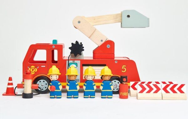 Toy Fire Engine with 4 Firemen - Wooden Toys for Children - Tender Leaf