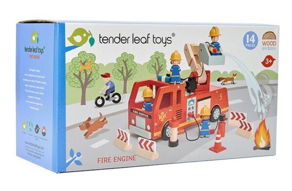 Toy Fire Engine with 4 Firemen - Wooden Toys for Children - Tender Leaf