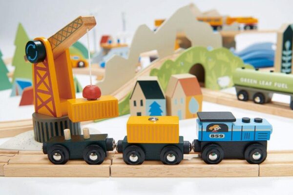 Toy Train Set with Accessories - Wooden Toys for Children - Tender Leaf Toys