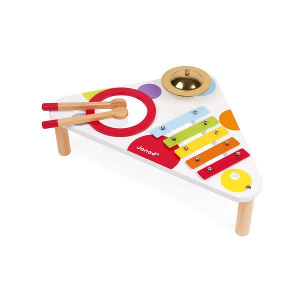 Confetti Toy Music Table for Toddlers - 3 Musical Instruments on a Table - Janod Musical Toys