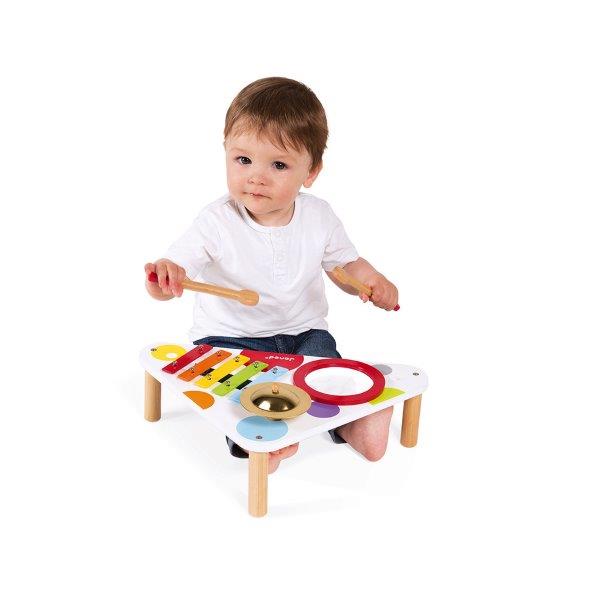 Confetti Toy Music Table for Toddlers - 3 Musical Instruments on a Table - Janod Musical Toys