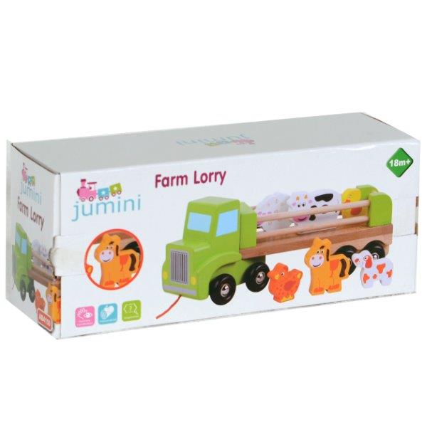 Farm Lorry with Wooden Animals - Jumini Pull Along Farm Vehicle - Wooden Toys for Children