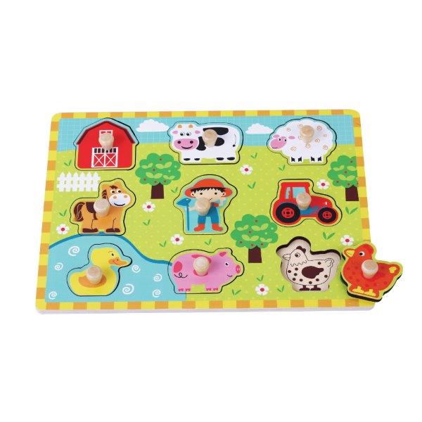 Farm Peg Puzzle - Jumini Wooden Toys for Toddlers - Toddlers Toys and Puzzles