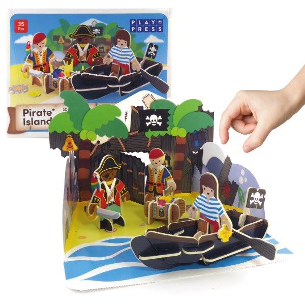 Pirate Island 3D Cardboard Pop-Out Model Making Playset for Children by Playpress
