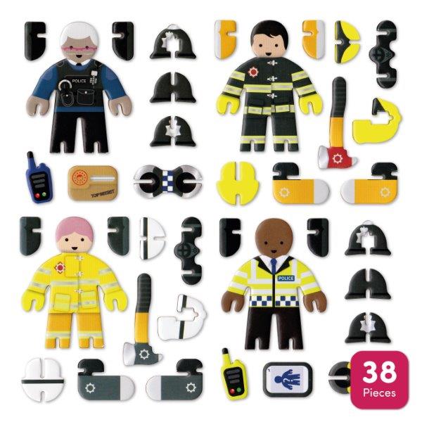 Policeman and Fireman 3D Pop Out Cardboard Model Playset for Children by Playpress