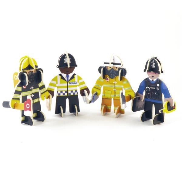 Policeman and Fireman 3D Pop Out Cardboard Model Playset for Children by Playpress