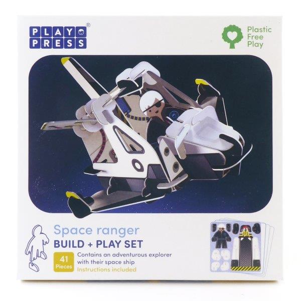 Spaceship and Ranger 3D Pop-Out Cardboard Playset Models for Children by Playpress