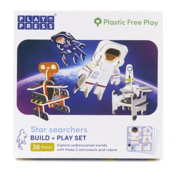 Astronaut and Robot 3D Cardboard Pop-Out Models Playset for Children by PlayPress