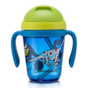 Two Handle Dinosaur Toddler Drinking Bottle with Straw and Lid - Tyrrell Katz