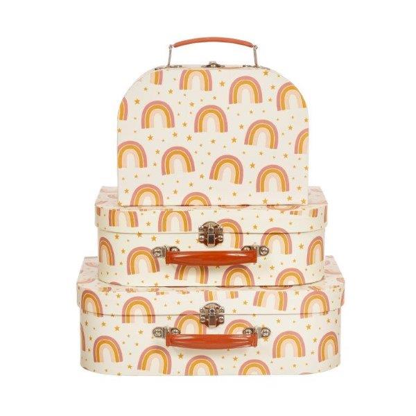 Earth Rainbow Suitcases - Sass and Belle - Stacking Storage Suitcases for Children's Rooms