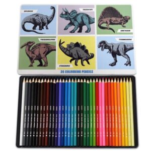 Prehistoric Lands Dinosaur Colouring Pencil Set with Tin - Rex London - Children 's Dinosaur Coloured Pencil Set