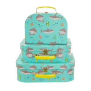 Shelby Shark Suitcases - Sass and Belle - Stacking Storage Cases for Children's Rooms