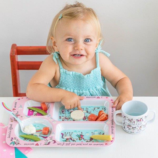 Tyrrell Katz Melamine Unicorn Compartment Food Tray for Toddlers - Unicorn Toddler Food Trays
