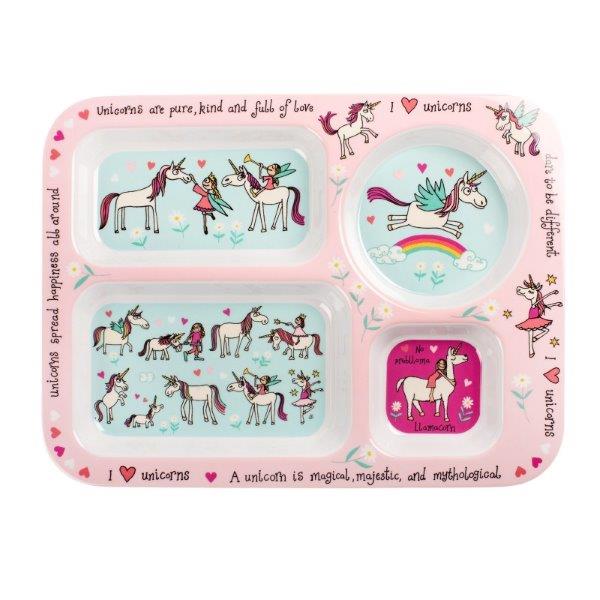 Tyrrell Katz Melamine Unicorn Compartment Food Tray for Toddlers - Unicorn Toddler Food Trays