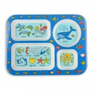 Tyrrell Katz Ocean Melamine Compartment Food Tray for Toddlers - Ocean Food Toddler Food Trays