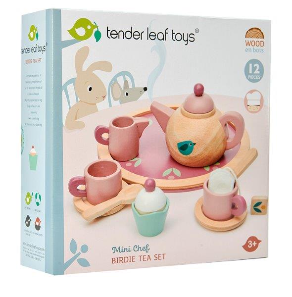 Birdie Tea Set - Tenderleaf Toys - Traditional Wooden Toy Tea Set for Children - Children's Pretend Tea Sets