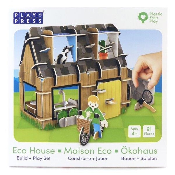 Eco House Pop-Out Build 3D Playset for Children - Playpress Toys - Children's 3d Cardboard Play Sets