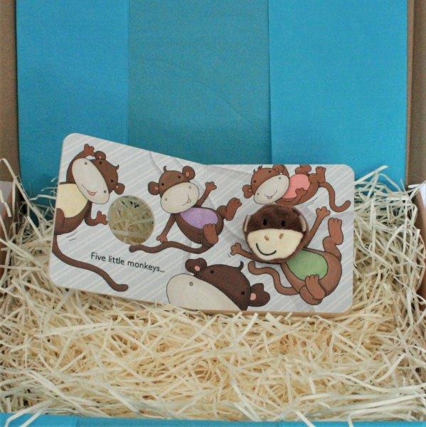 Five Little Monkeys Finger Puppet Book - Safari baby Gift Box - Ebb & Flow Kids