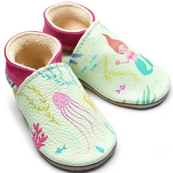 Inch Blue Mermaid Jellyfish Leather Baby Shoes - Baby Girl Gift Box - Ebb & Flow Kids