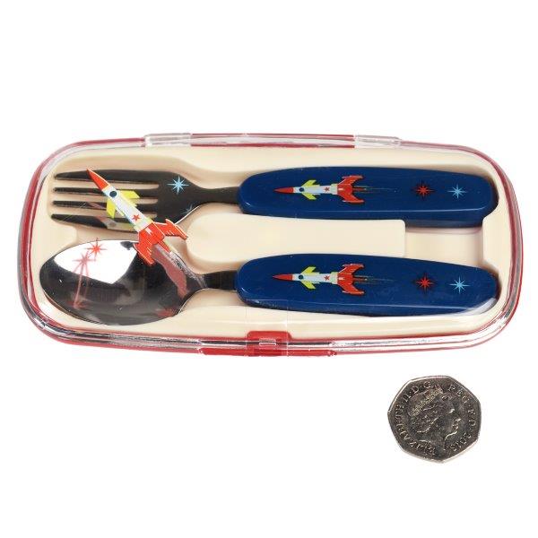 Space Age Cutlery Set with Case for Children - Rex London - Children Spoon and Fork Set with Case