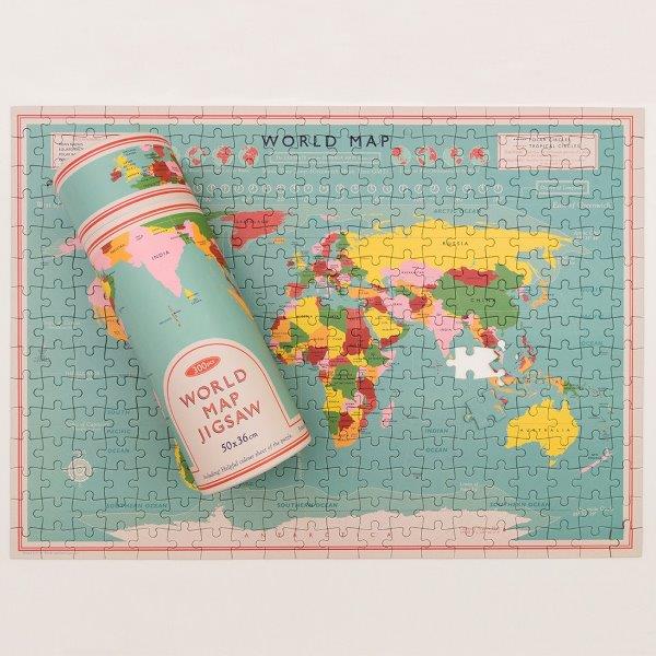 World Map 300 Piece Puzzle for Children in a Tube - Rex London - Children's World Map Jigsaw Puzzles
