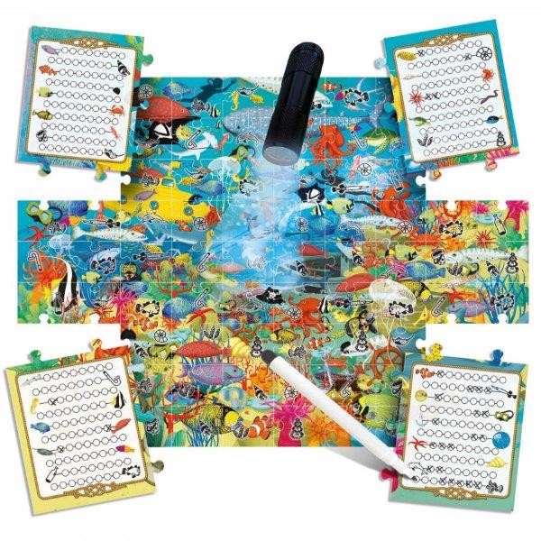 Sea Life Children's Puzzle with Magic Torch by Headu - 70 Pieces and for Age 5 to 10 years