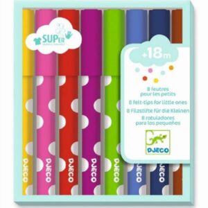A set for 8 felt tip pens designed specifically for very young children. Super washable with sturdy tips, in a mix of bright colours. Perfect for 18 months plus.