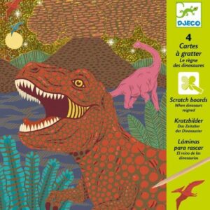 Dinosaur foil art scratch cards from Djeco make a great arts and craft project for dinosaur crazy kids age 6-10 years.