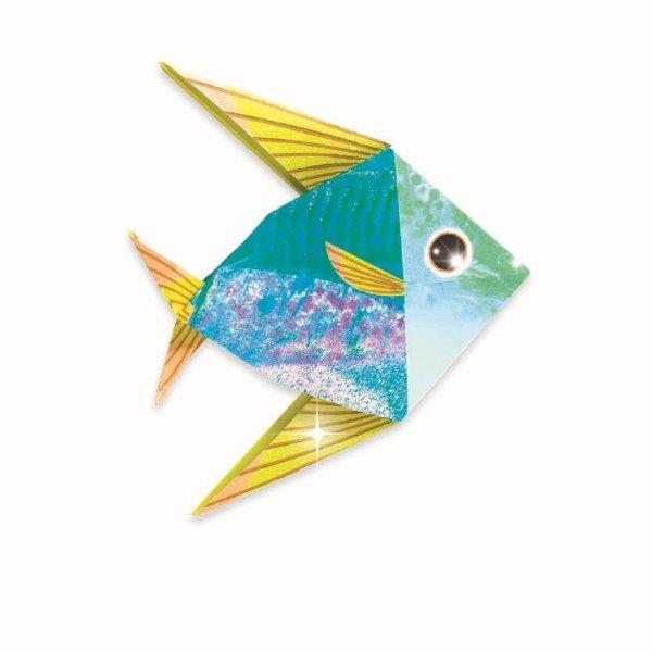 A shimmering fish which can be made in this sea creature origami set for children from Djeco arts and crafts.