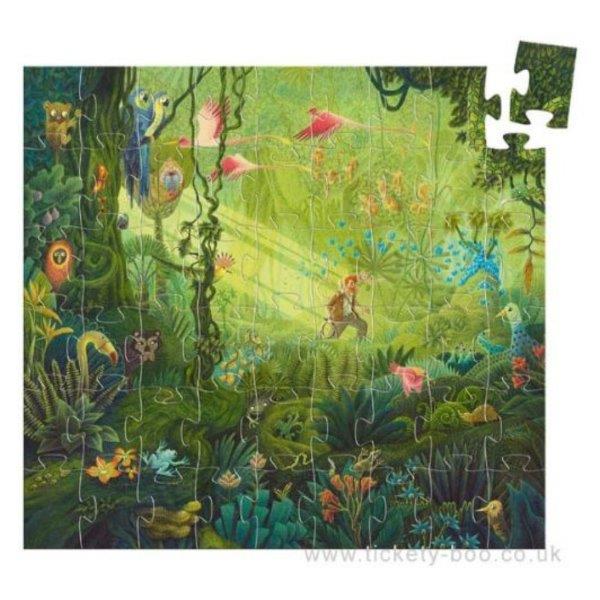Djeco jigsaw puzzle for children with a lush tropical jungle and wild animals. Age 5 years plus with 54 pieces.