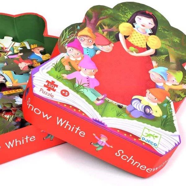 Snow White jigsaw puzzle which comes in a lovely shaped box from Djeco silhouette puzzles.